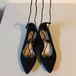 Black Lace up Flat